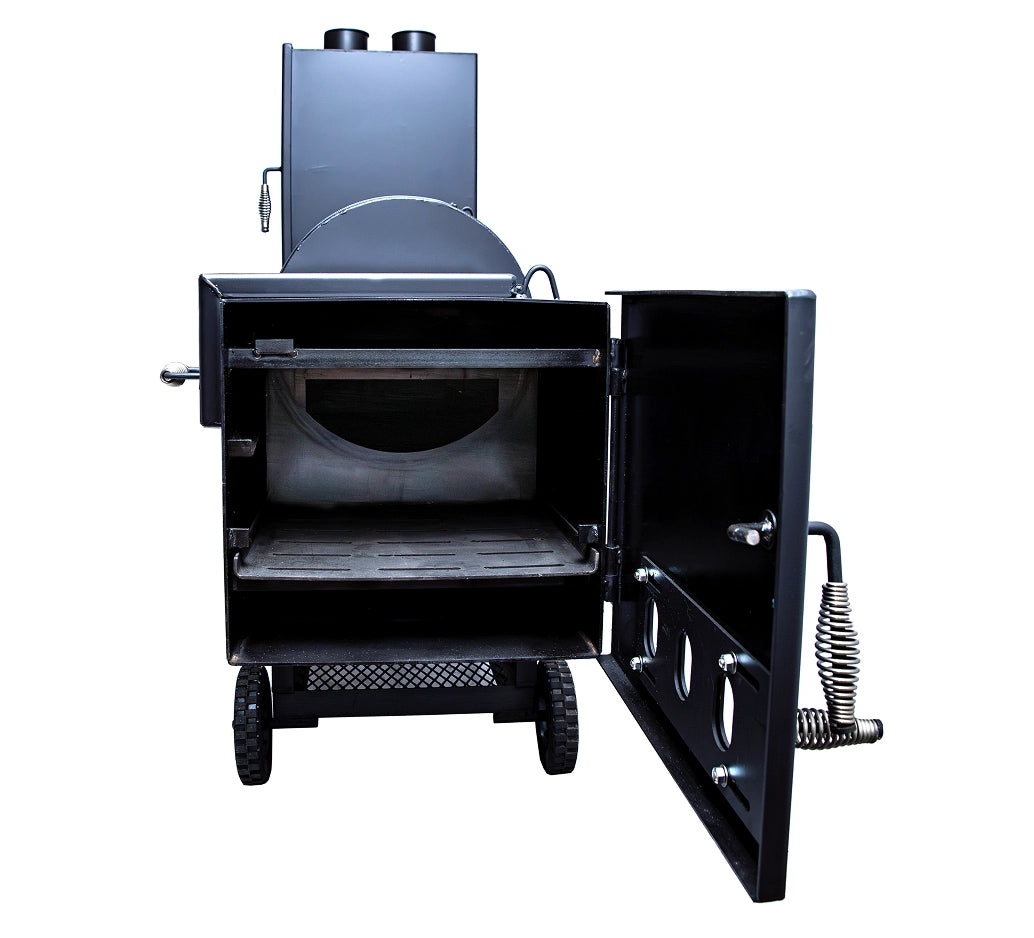 Old Country BBQ Pits Angus BBQ Smoker Firebox Open Lid