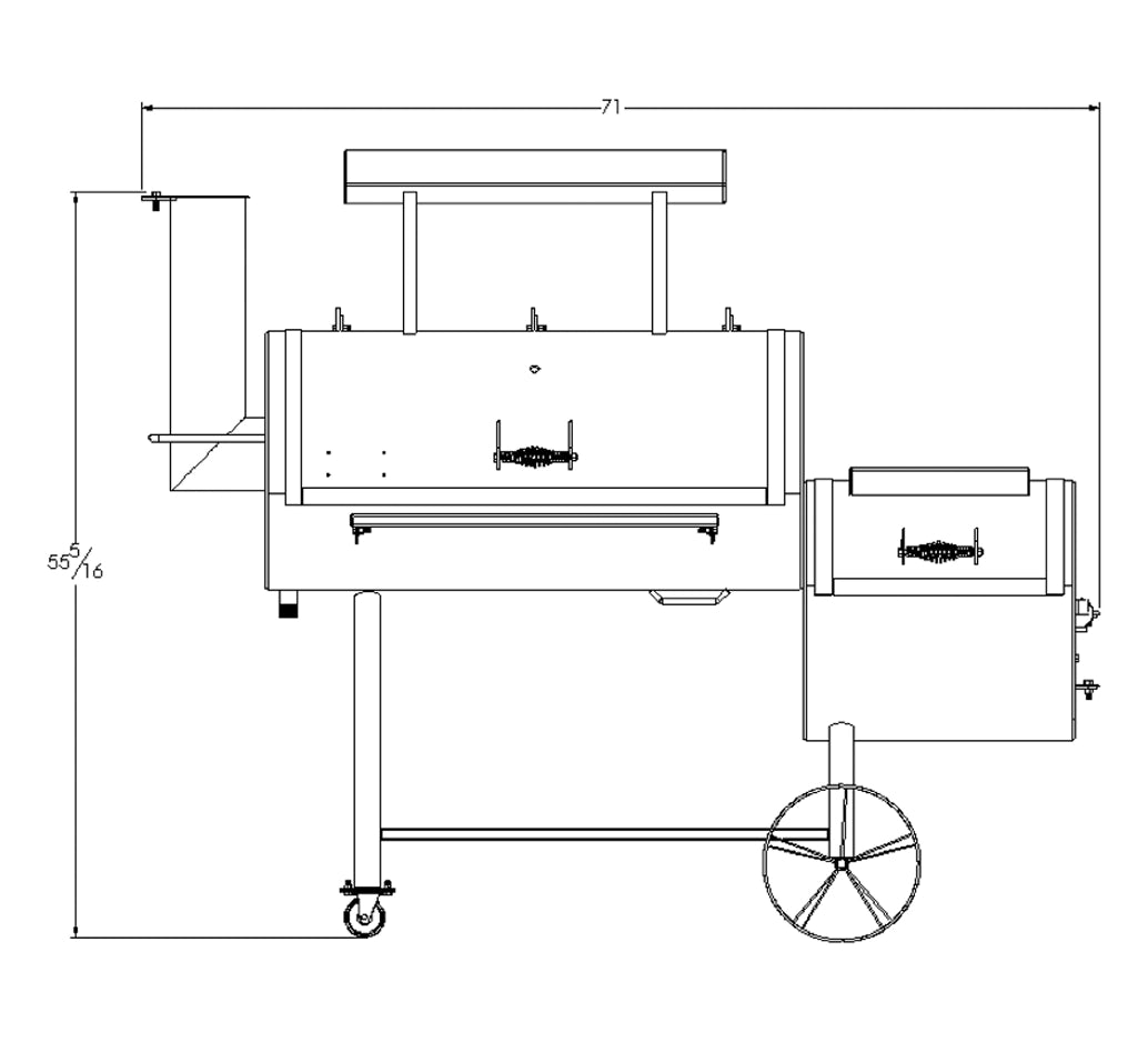 Old Country BBQ Pits Brazos DLX Offset BBQ Smoker measurements 2