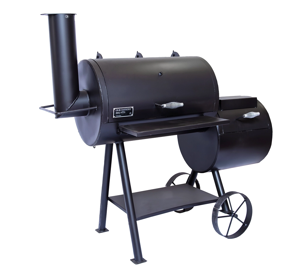 Old Country BBQ Pits Wrangler offset BBQ Smoker, lids closed.