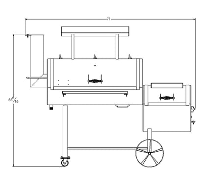 Old Country BBQ Pits Brazos DLX Offset BBQ Smoker measurements 2