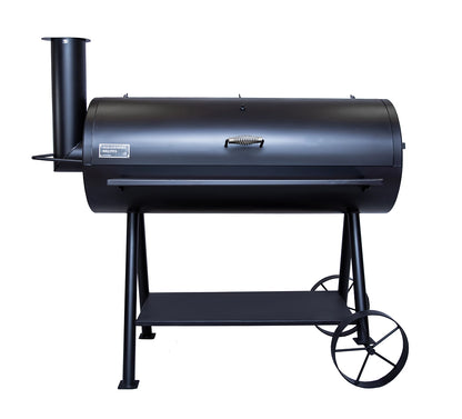 Old Country BBQ Pits Cantina XXL Charcoal Grill, front closed lid.
