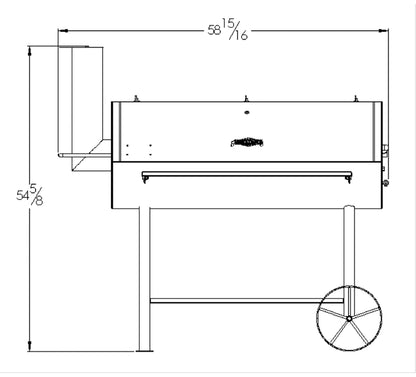 Front Drawing with dimensions of the Cantina XXL BBQ Grill 