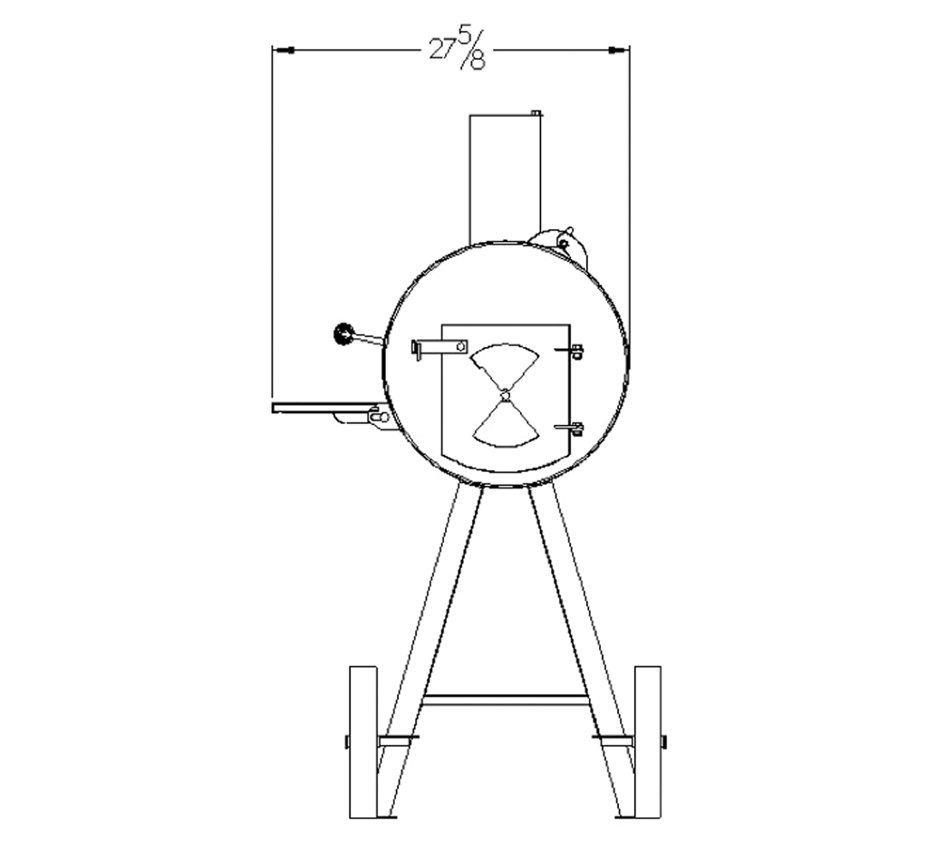 Drawing with measurements of the Cantina XXL BBQ Grill