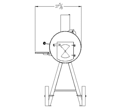 Drawing with measurements of the Cantina XXL BBQ Grill