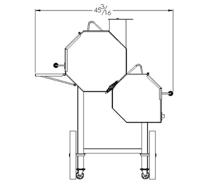 Old_Country_BBQ_Pits_Over_and_Under_BBQ_Smoker_Lids_Closed_side_view, drawing with dimensions