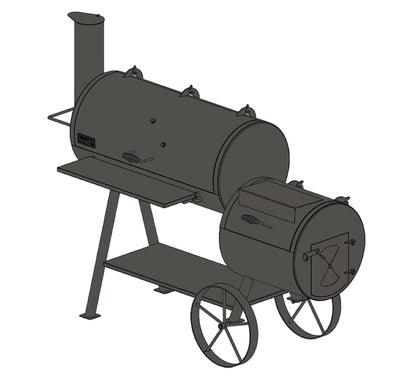 Old Country BBQ Pits Pecos Offset BBQ Smoker, 3D drawing.