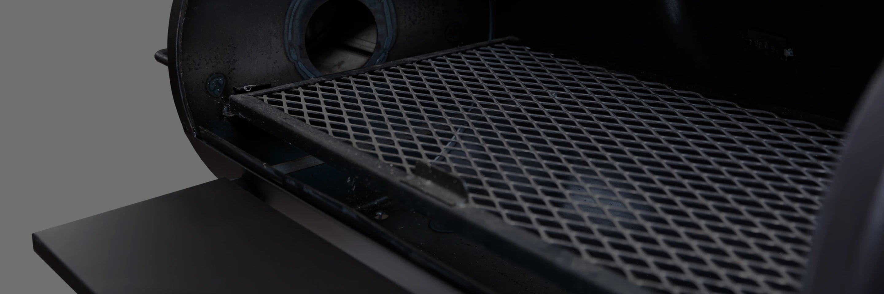 Close-up of the cooking surface of an Old Country BBQ Pits smoker.
