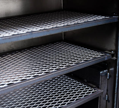 Cooking Grates of the Old Country BBQ Pits Insulated Gravity Fed BBQ Smoker.